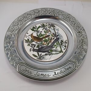 Vintage 80s Wilton Audubon Birds of America Pewter Porcelain Collectors Plate